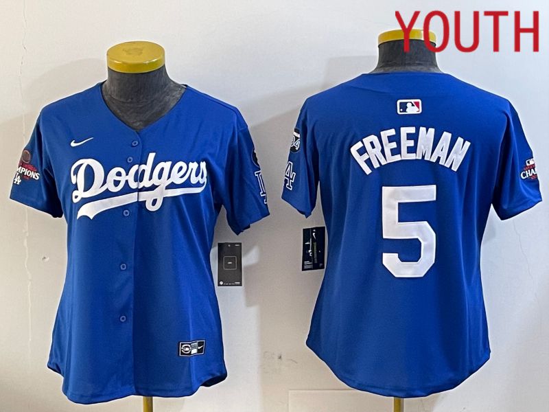 Youth Los Angeles Dodgers #5 Freeman Blue Game 2024 Nike MLB Jersey style 12054->youth mlb jersey->Youth Jersey
